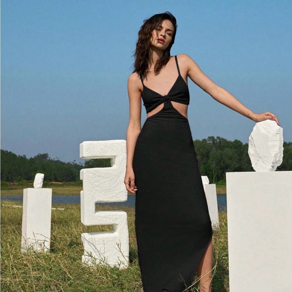 Black Cut-Out Maxi Dress